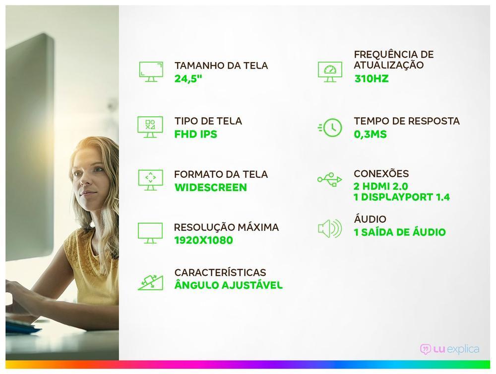 Monitor Gamer AOC Gaming CS25G 24,5" Full HD 310Hz 0,3ms HDMI CS25G/78 - 2