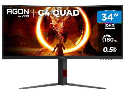 Monitor Gamer Curvo AOC Gaming U34G4C 34" WQHD 180Hz 0,5ms HDMI DisplayPort FreeSync U34G4C/57