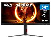 Monitor Gamer Curvo AOC Gaming U34G4C 34" WQHD 180Hz 0,5ms HDMI DisplayPort FreeSync U34G4C/57 - 1