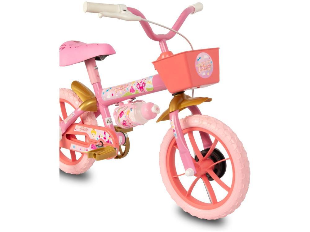 Bicicleta Infantil Aro 12 Verden 10501 Princy  Rosa e Dourada com Rodinhas - 6