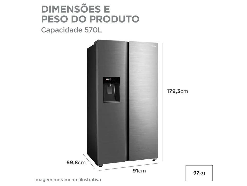 Geladeira/Refrigerador Midea Smart Sensor Frost Free Prata 570L MDRS761MYD461 - 8