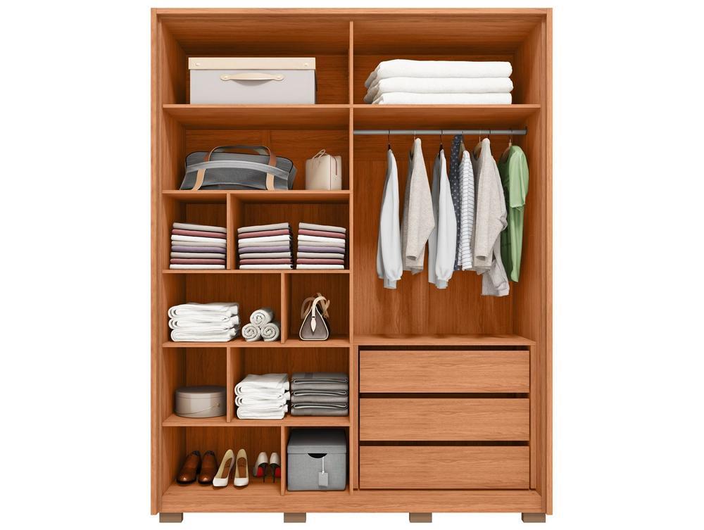 Guarda-roupa Solteiro 3 Gavetas 4 Portas Caemmun Francis - 7