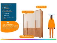 Guarda-roupa Solteiro 3 Gavetas 4 Portas Caemmun Francis - 2