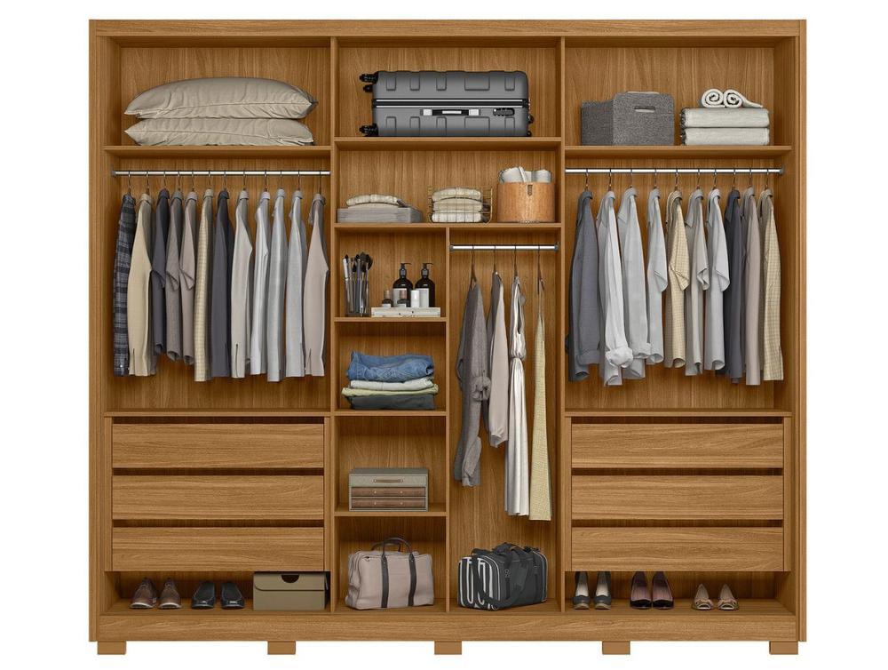 Guarda-roupa Casal com Espelho 6 Gavetas 3 Portas Moval Móveis Inspiração Arizona - 3