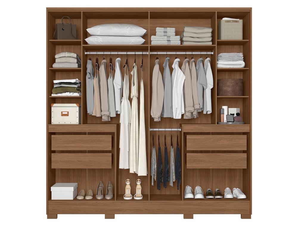 Guarda-roupa Casal com Espelho 4 Gavetas 10 Portas Moval Móveis Crystal Alasca - 3