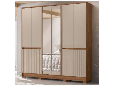 Guarda-roupa Casal com Espelho 4 Gavetas 10 Portas Moval Móveis Crystal Alasca