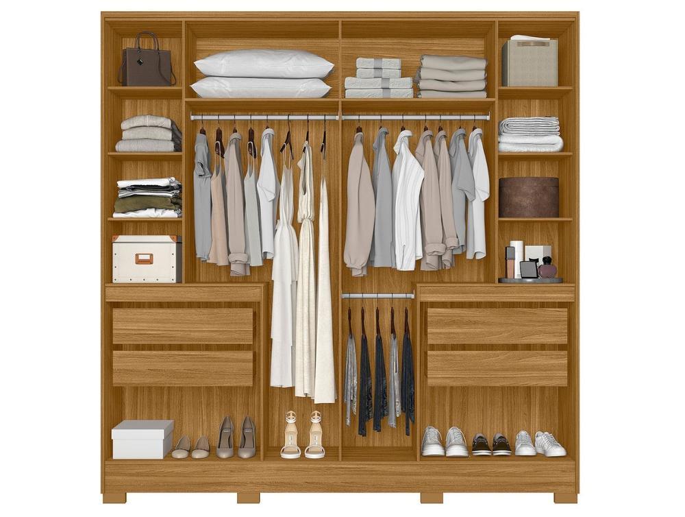 Guarda-roupa Casal com Espelho 4 Gavetas 10 Portas Moval Móveis Crystal Alasca - 3