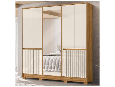 Guarda-roupa Casal com Espelho 4 Gavetas 10 Portas Moval Móveis Crystal Alasca