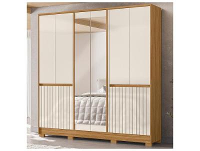 Guarda-roupa Casal com Espelho 4 Gavetas 10 Portas Moval Móveis Crystal Alasca