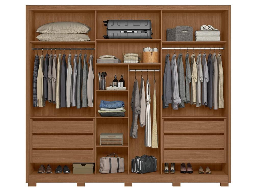 Guarda-roupa Casal com Espelho 6 Gavetas 3 Portas Moval Móveis Inspiração Arizona - 3