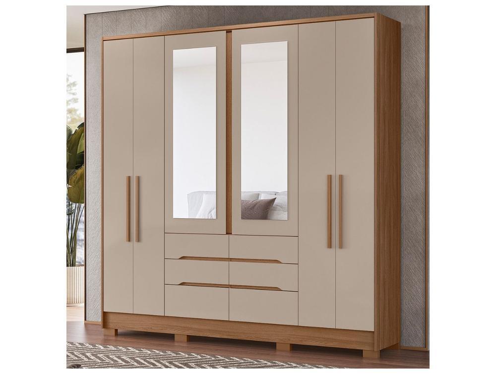 Guarda-roupa Casal com Espelho 6 Gavetas 6 Portas Moval Móveis Crystal San Francisco - 1