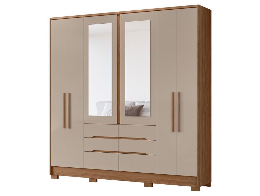 Guarda-roupa Casal com Espelho 6 Gavetas 6 Portas Moval Móveis Crystal San Francisco - 6