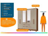 Guarda-roupa Casal com Espelho 6 Gavetas 6 Portas Moval Móveis Crystal San Francisco - 2