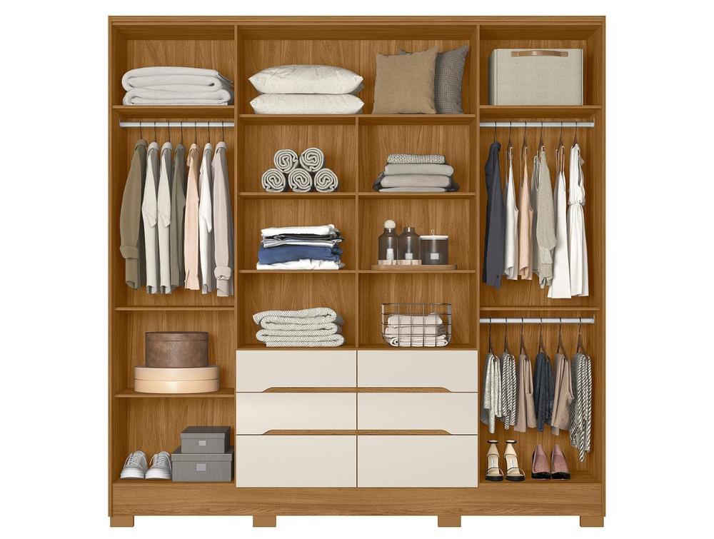 Guarda-roupa Casal com Espelho 6 Gavetas 6 Portas Moval Móveis Crystal San Francisco - 3