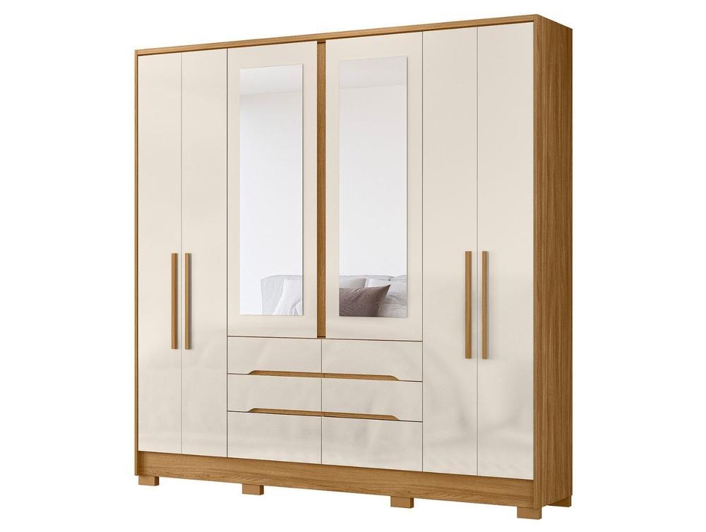 Guarda-roupa Casal com Espelho 6 Gavetas 6 Portas Moval Móveis Crystal San Francisco - 6