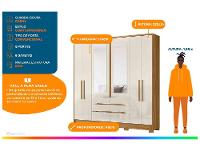 Guarda-roupa Casal com Espelho 6 Gavetas 6 Portas Moval Móveis Crystal San Francisco - 2