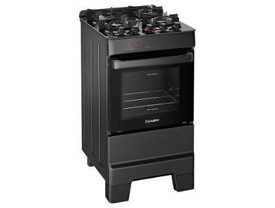 Fogão 4 Bocas Esmaltec Preto Mesa de Vidro Esmaltec Ideal Top Glass