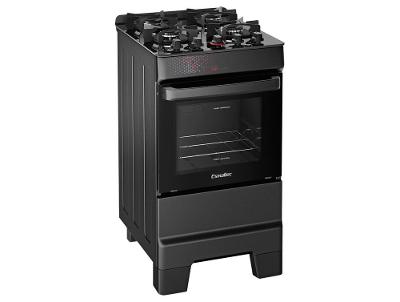 Fogão 4 Bocas Esmaltec Preto Mesa de Vidro Esmaltec Ideal Top Glass