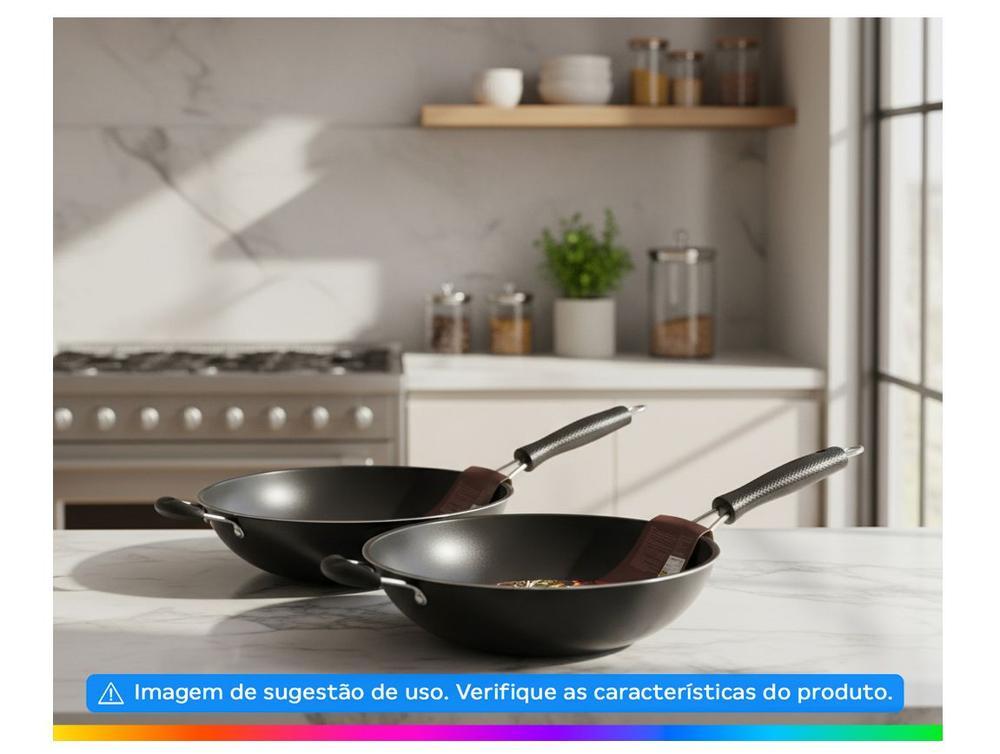 Panela Wok Antiaderente Fratelli Inox Profissional Preta 34cm - 3