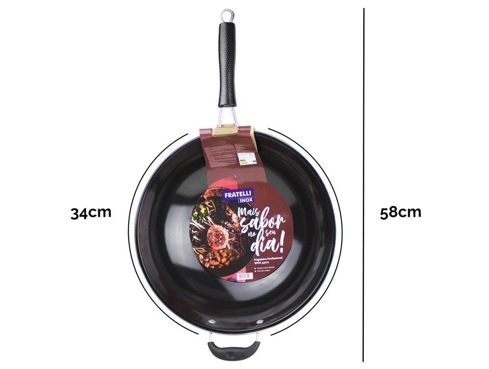 Panela Wok Antiaderente Fratelli Inox Profissional Preta 34cm - 5