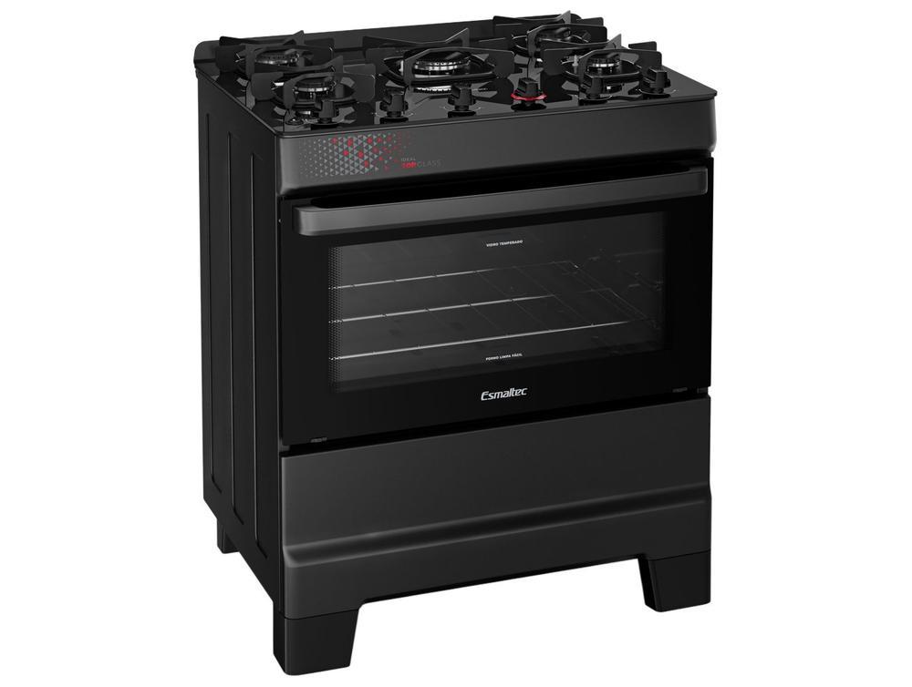 Fogão 5 Bocas Esmaltec Preto Mesa de Vidro Esmaltec Ideal Top Glass - 1