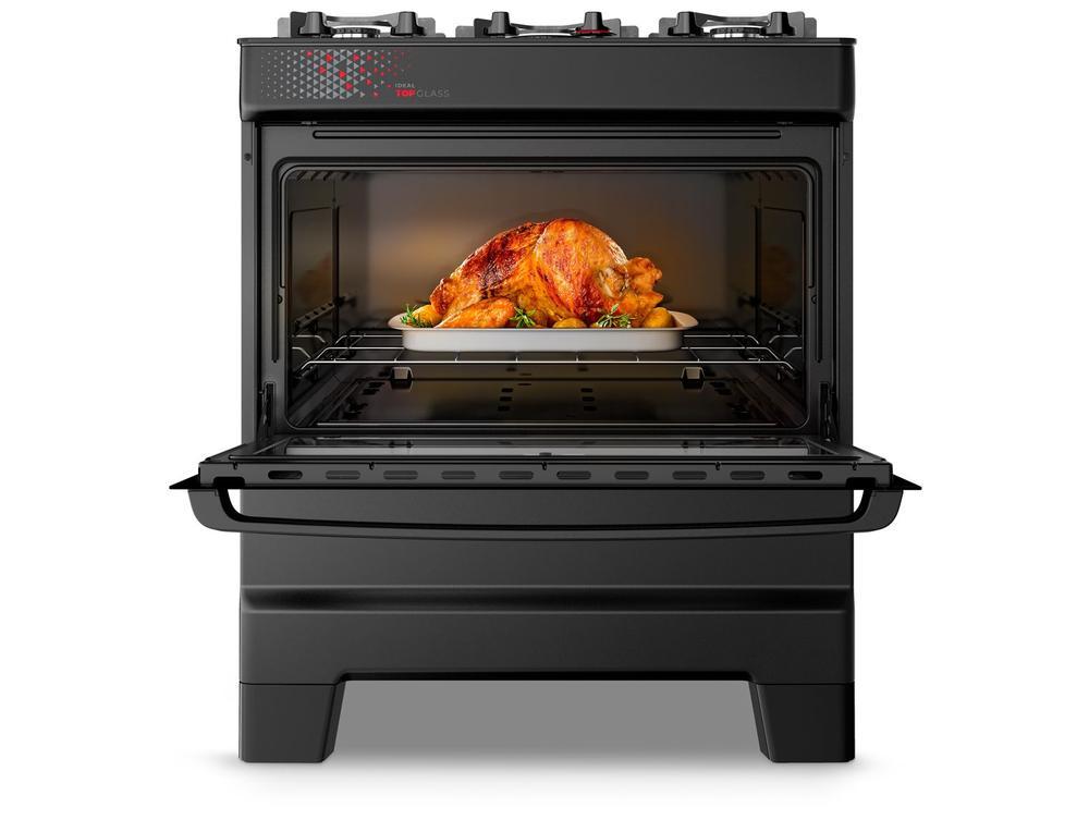 Fogão 5 Bocas Esmaltec Preto Mesa de Vidro Esmaltec Ideal Top Glass - 5