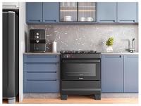 Fogão 5 Bocas Esmaltec Preto Mesa de Vidro Esmaltec Ideal Top Glass