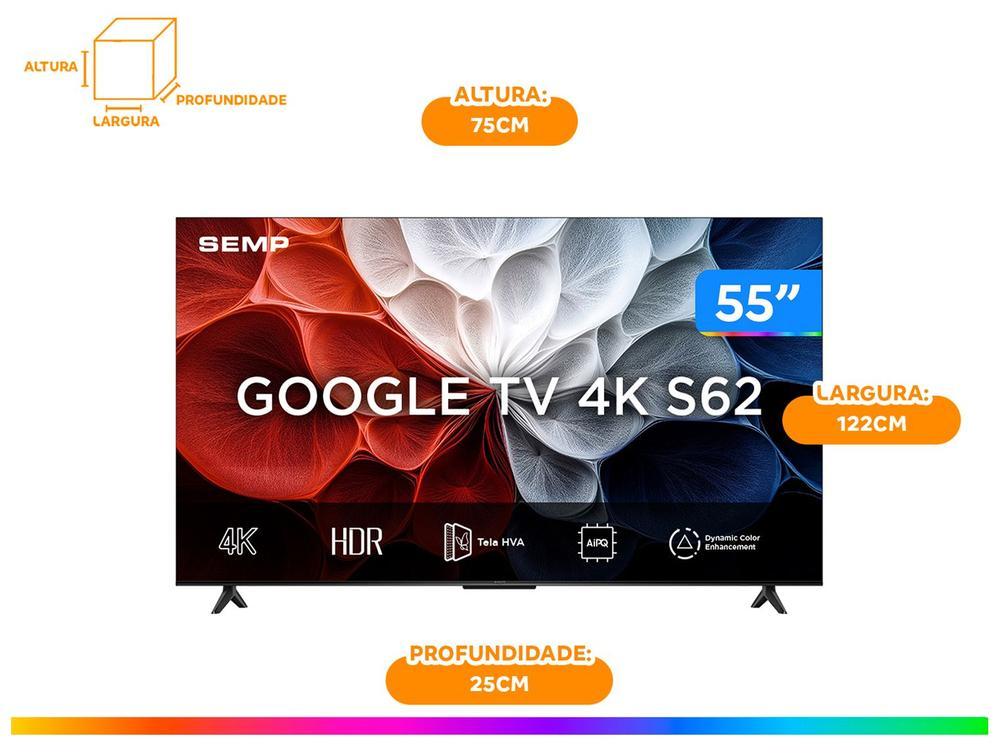 Smart TV 55" SEMP 4K LED 55S62 Google TV AiPQ Pro Google Assistente 3 HDMI e USB - 9