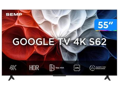Smart TV 55" SEMP 4K LED 55S62 Google TV AiPQ Pro Google Assistente 3 HDMI e USB
