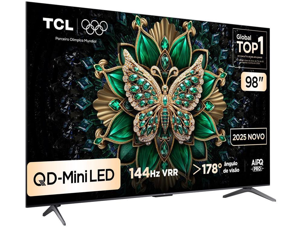 Smart TV 98" TCL UHD 4K MINILED 98C6K 120Hz Google TV AiPQ Pro Google Assistente 4 HDMI 2 USB - 3