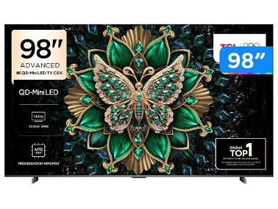Smart TV 98" TCL UHD 4K MINILED 98C6K 120Hz Google TV AiPQ Pro Google Assistente 4 HDMI 2 USB