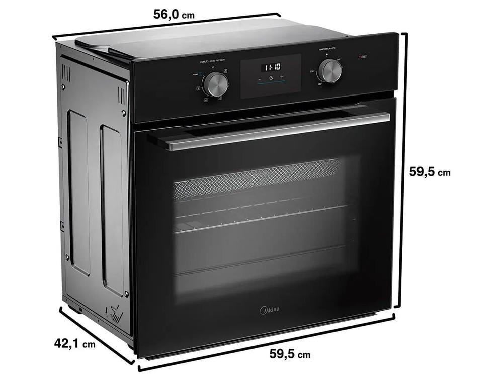 Forno Elétrico de Embutir Midea Multifuncional Grill 68L Preto Digital com Airfryer TSD62 - 7