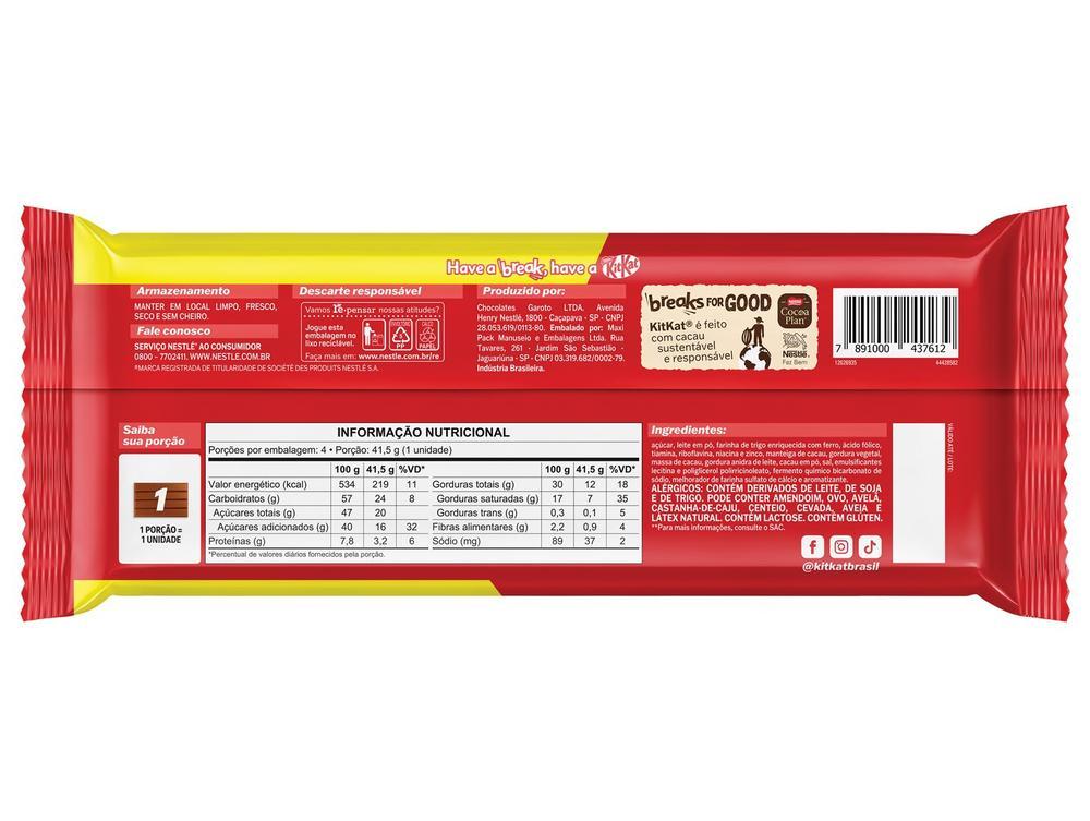 Chocolate KitKat Chocolate ao Leite 166g 4 Unidades Nestlé - 7