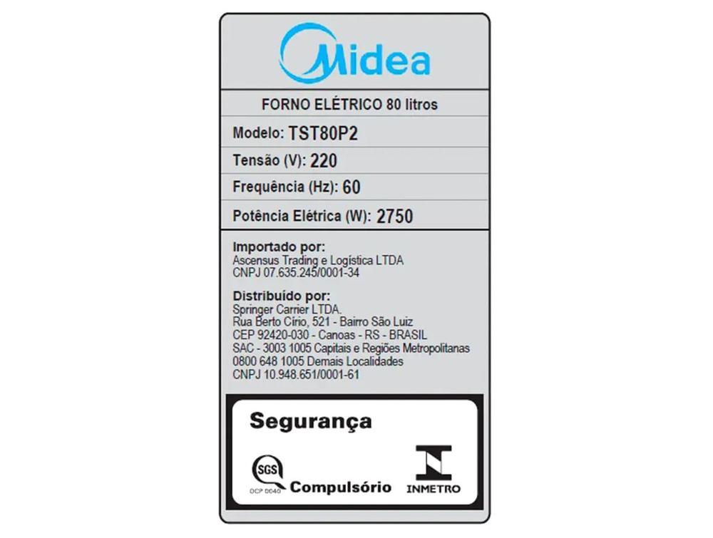 Forno Elétrico de Embutir Midea Multifuncional Grill 80L Preto Touch com Airfryer TST80P2 - 8