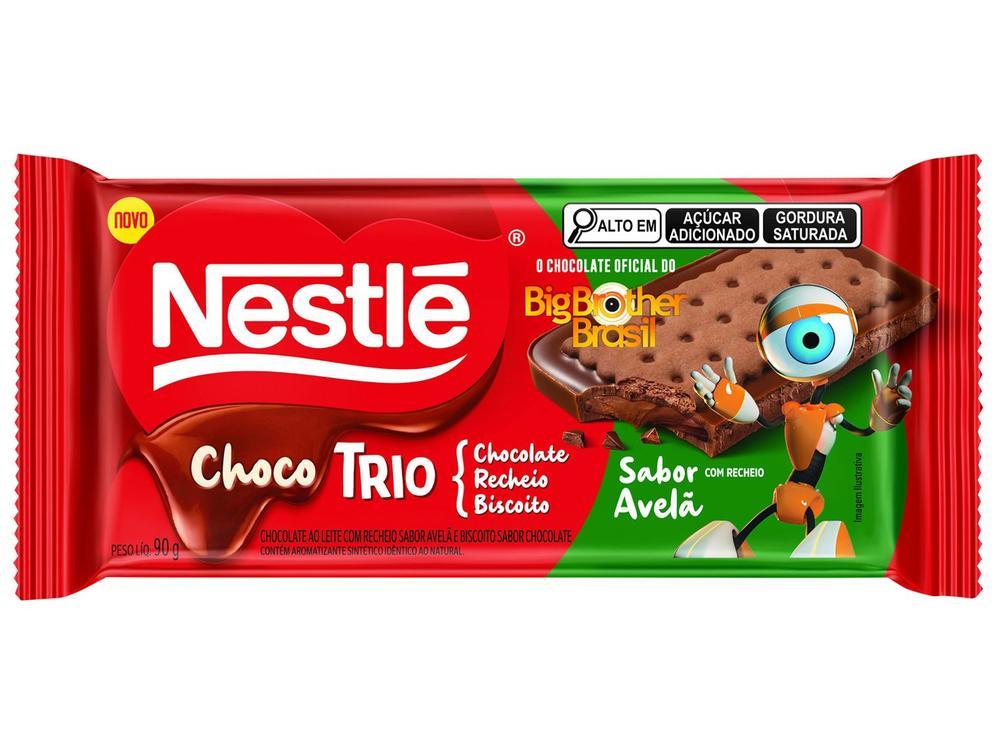 Biscoito Recheado Chocolate ao Leite com Recheio Sabor Avelã Choco Trio Nestlé 90g - 1
