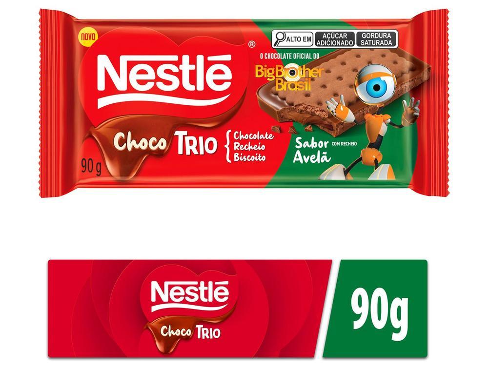 Biscoito Recheado Chocolate ao Leite com Recheio Sabor Avelã Choco Trio Nestlé 90g - 2