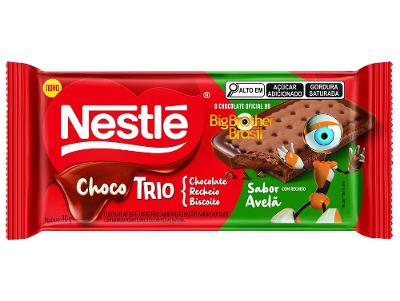 Biscoito Recheado Chocolate ao Leite com Recheio Sabor Avelã Choco Trio Nestlé 90g