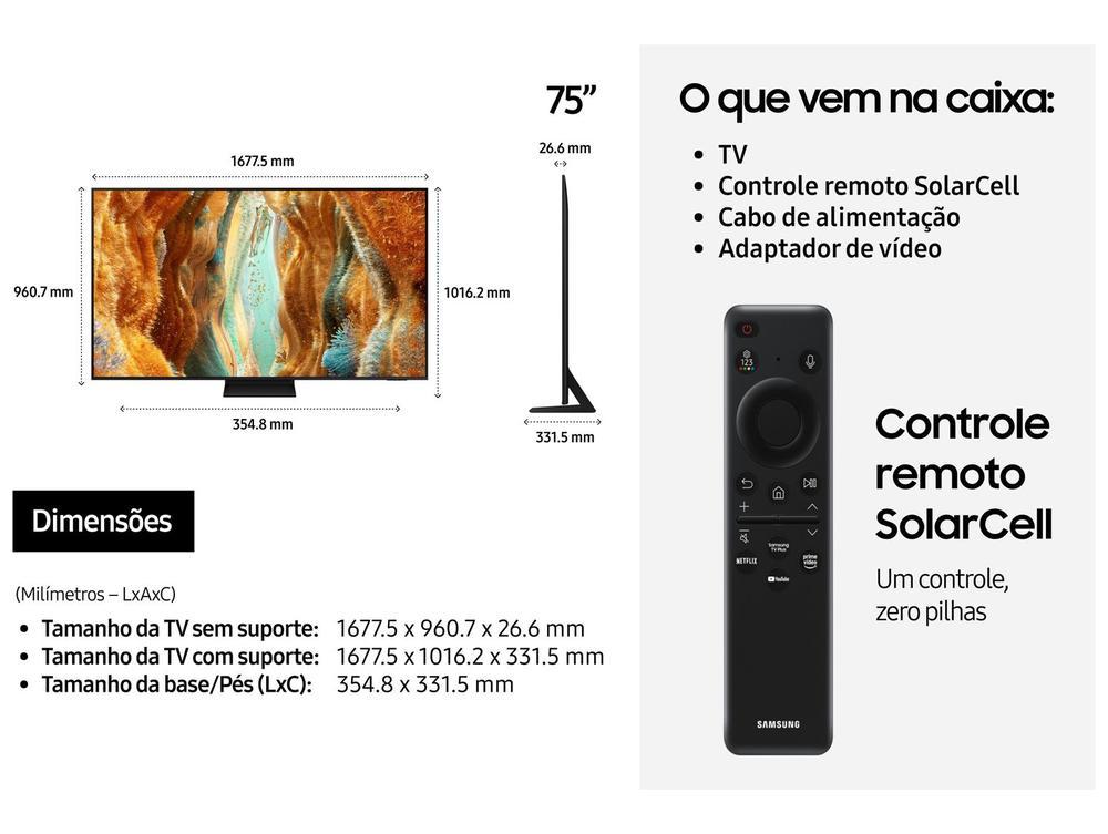 Smart TV 75" Samsung Ultra 4K Neo QLED Ultra QN70F QN75QN70FAGXZD 120Hz Tizen NQ4 AI Gen2 Bixby Alexa 4 HDMI - 7