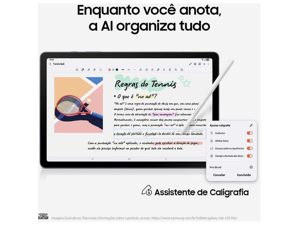 Tablet Samsung Galaxy Tab S10 Lite com Caneta e Capa 6GB RAM 128GB 10.9" Android Exynos 1380 Wi-Fi - 6