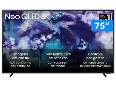 Smart TV 75" Samsung 8K Neo QLED QN900F QN75QN900FGXZD 120Hz Tizen NQ8 AI Gen2 Bixby Alexa 4 HDMI