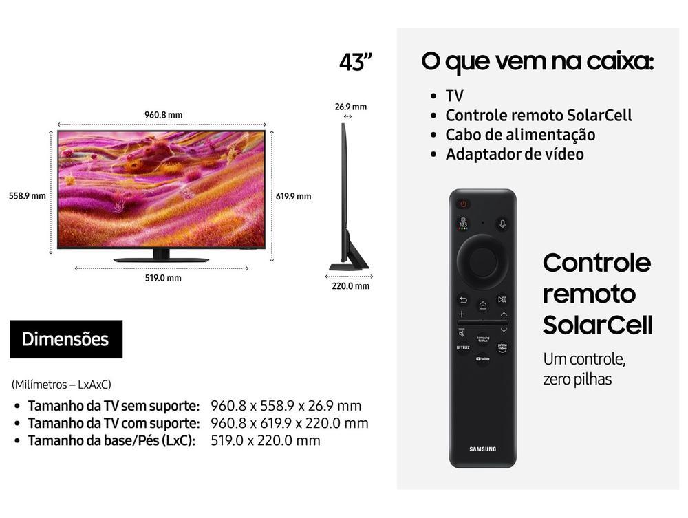 Smart TV 43" Samsung Ultra 4K Neo QLED Ultra QN90F QN43QN90FAGXZD 165Hz Tizen NQ4 AI Gen3 Bixby Alexa 4 HDMI - 7