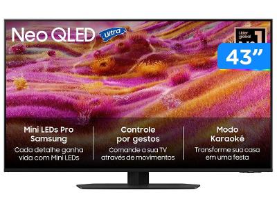 Smart TV 43" Samsung 4K Neo QLED QN90F QN43QN90FAGXZD 120Hz Tizen NQ4 AI Gen3 Bixby Alexa 4 HDMI