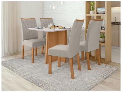 Mesa de Jantar 4 Cadeiras Retangular Frassino Móveis Lopas Celebrare