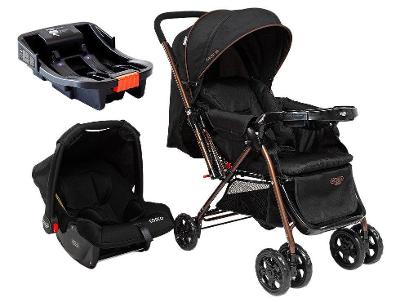 Carrinho de Bebê Alça Reversível com Base e Bebê Conforto Cosco Kids Reverse Trio até 15kg