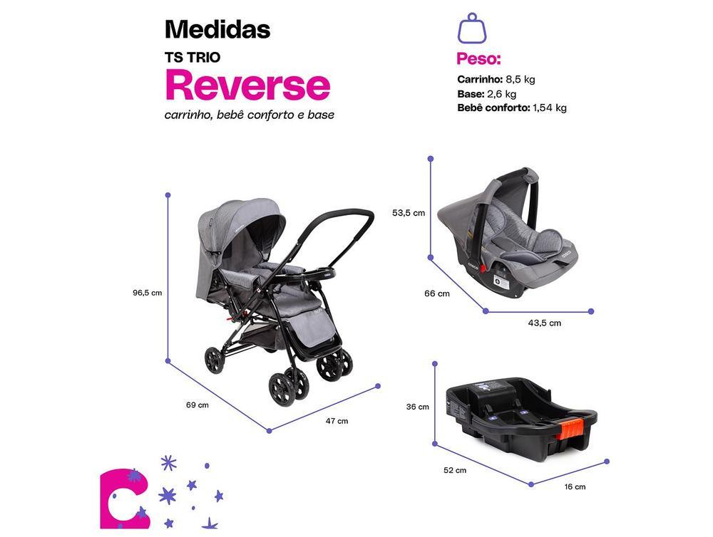 Carrinho de Bebê com Bebê Conforto Cosco Kids Reverse Trio até 15kg - 6