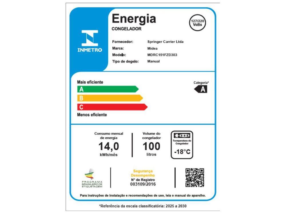 Freezer Horizontal Midea 100 Litros MDRC151FZD303 - 5