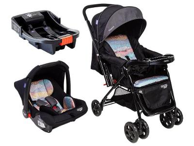 Carrinho de Bebê Alça Reversível com Base e Bebê Conforto Cosco Kids Reverse Trio até 15kg