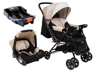 Carrinho de Bebê Alça Reversível com Base e Bebê Conforto Cosco Kids Reverse Trio até 15kg