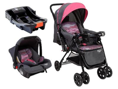 Carrinho de Bebê Alça Reversível com Base e Bebê Conforto Cosco Kids Reverse Trio até 15kg