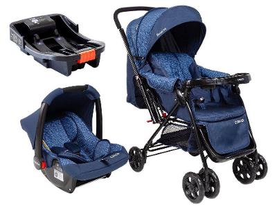 Carrinho de Bebê Alça Reversível com Base e Bebê Conforto Cosco Kids Reverse Trio até 15kg